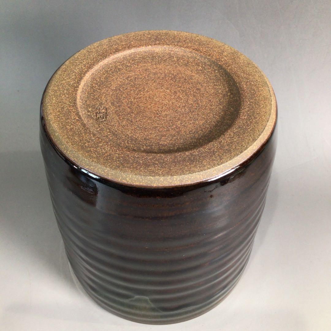 P325 水指 『膳所焼』『雄松苑造』『一重口水指』 共箱 茶道具