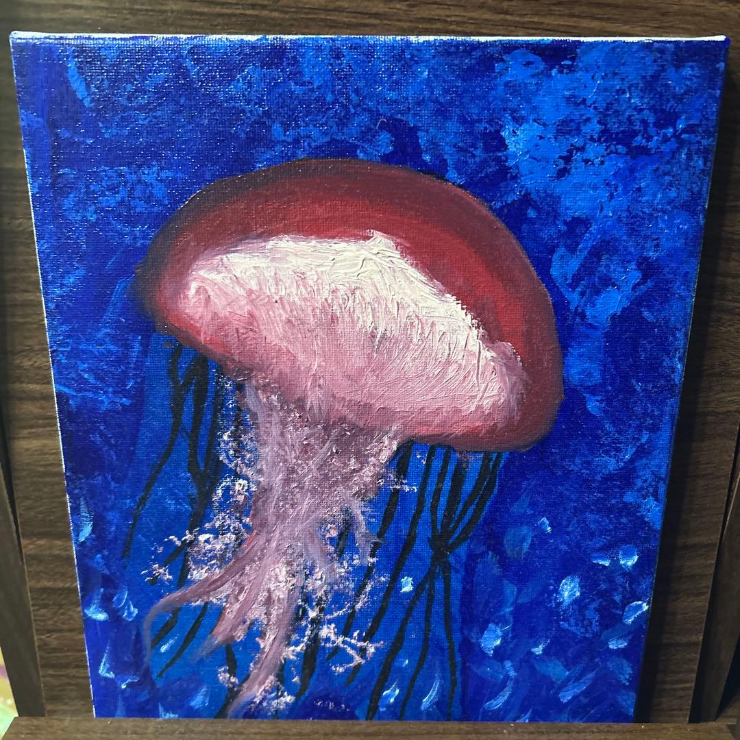 海月』アクリル画 アクリル絵の具 キャンバス 1点物 原画 海 クラゲ