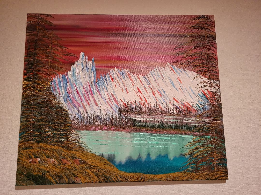 絵画 Mountain waterfall