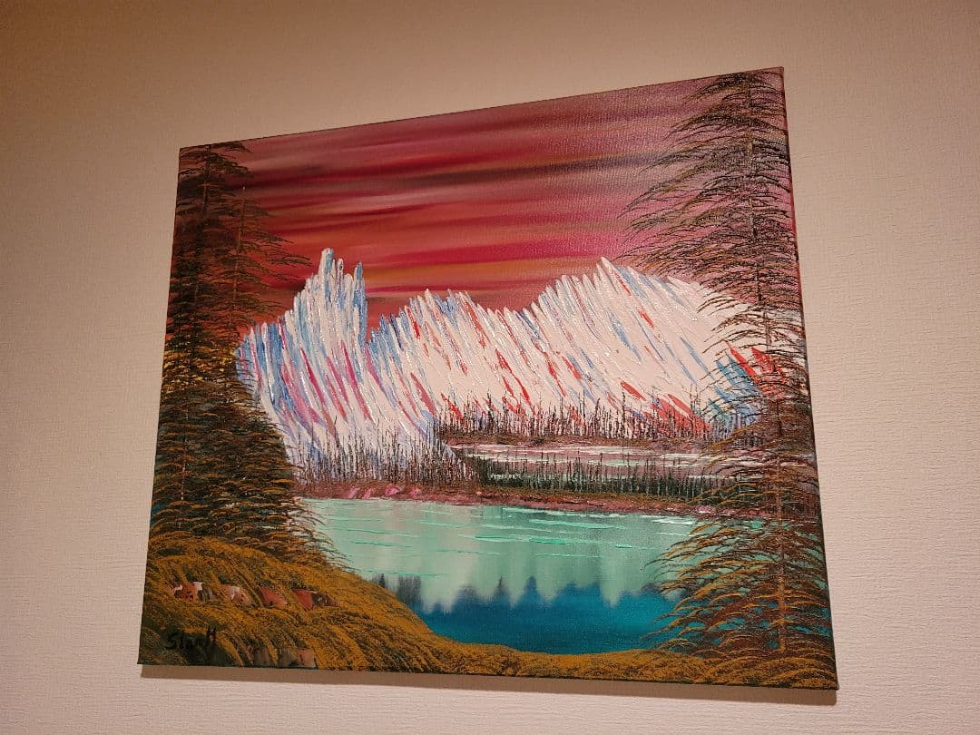 絵画 Mountain waterfall