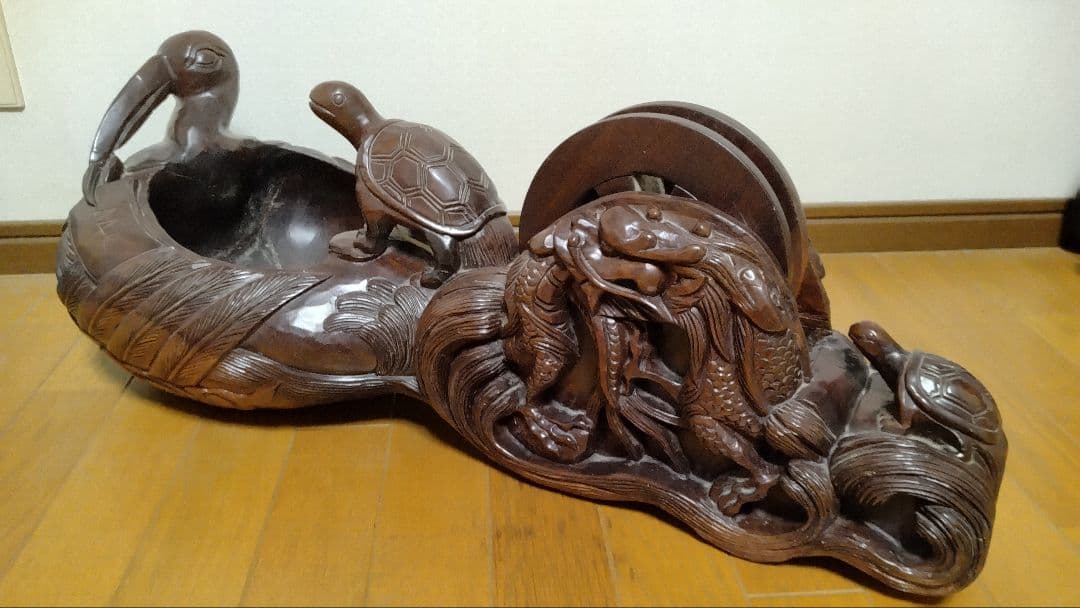きっしょう専用【墨壺 / 木彫り 】大工道具 アンティーク 亀 鶴 龍