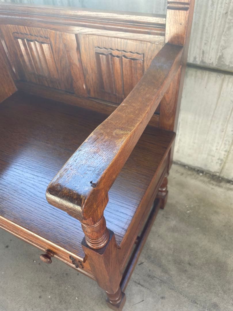 テレフォンベンチ オーク材電話台 引き出し付き テレフォンベンチ 電話