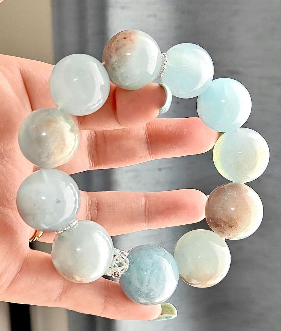 母岩付　アクアマリン　マトリックスアクアマリン　ブレスレット