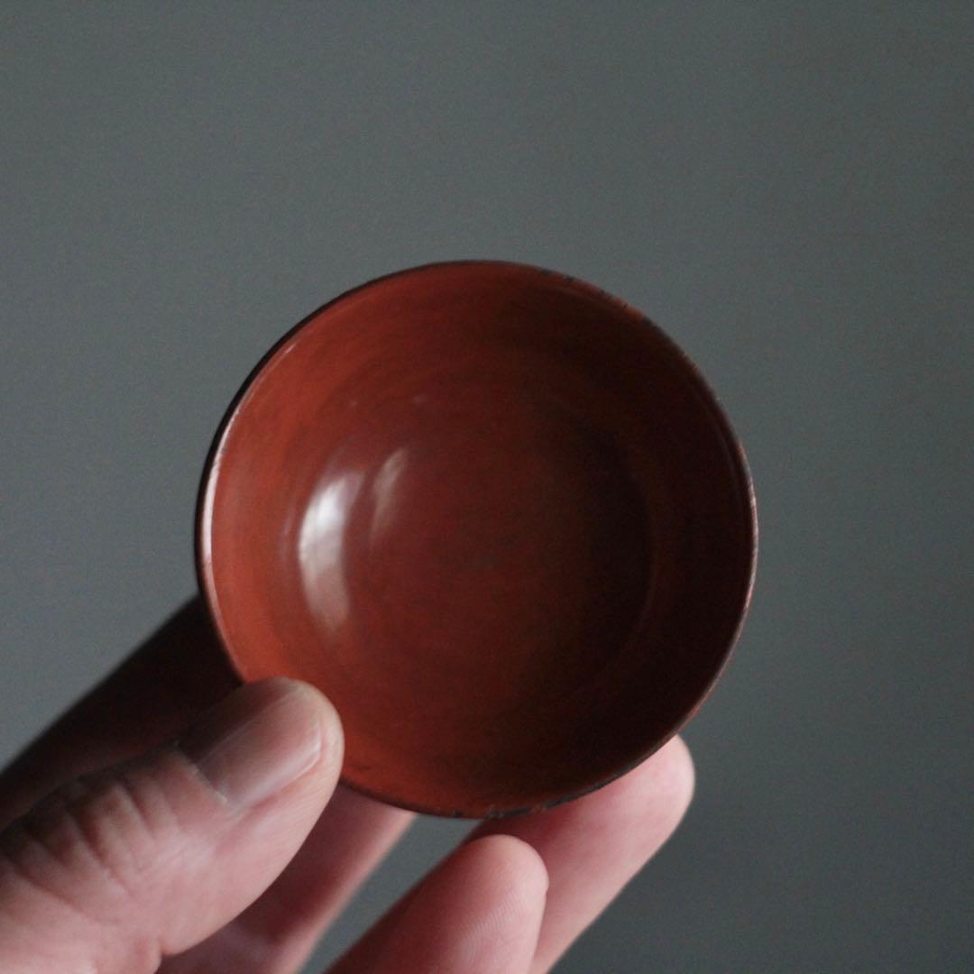 希少！古い 朱塗り 漆器 盃 ちょこ 酒器 古道具 古美術 アンティーク