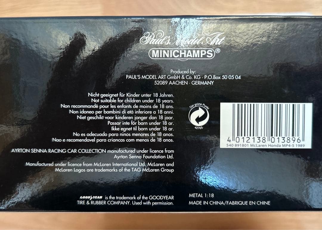 ミニチャンプス、アイルトンセナレーシングコレクションマクラーレンホンダ1989