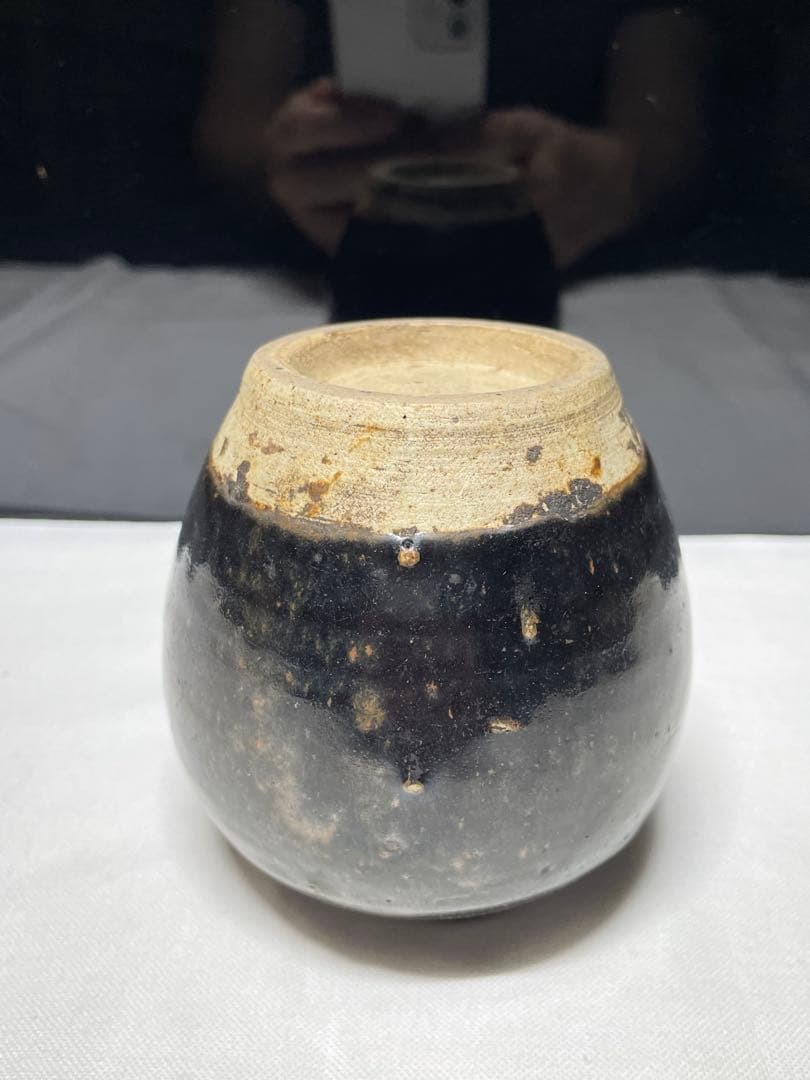 黑釉茶入。宋時代。茶道古美術。骨董品。唐物。美品。舊家蔵出し。希少品。