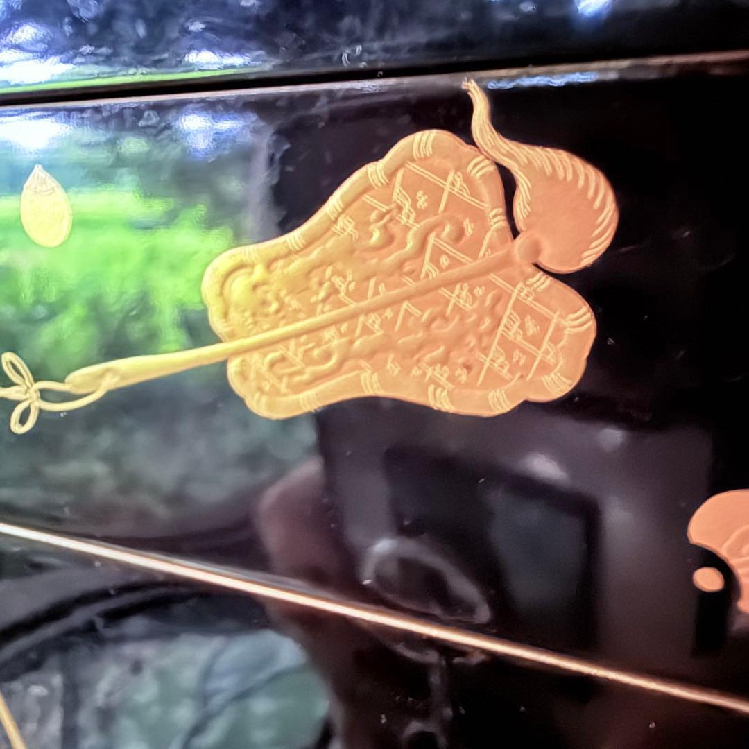 超限定1月2日20時迄‼️JAPAN『図替り宝尽くし』蒔絵梨地四段重台座付木箱入