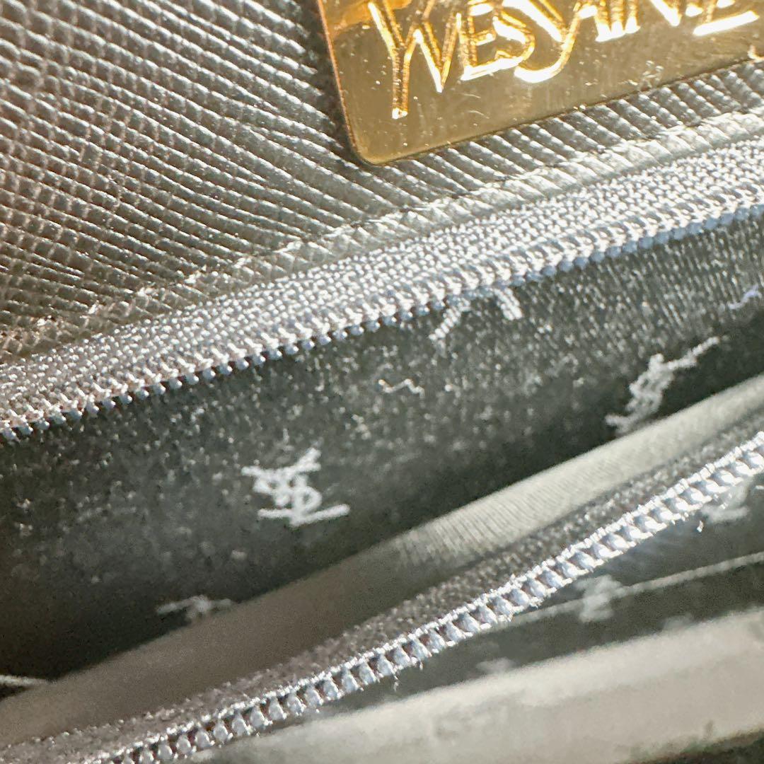 イヴサンローラン　ブラック　レザー　カサンドラロゴ　ワンショルダーバッグ　黒