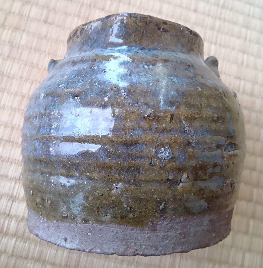 骨董品 古瀬戸風 小壺 油壺 耳付 古陶器 茶道具 アンティーク 片口