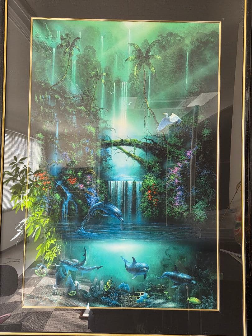 風景画 滝と海洋生物 クリスチャンリース ラッセン