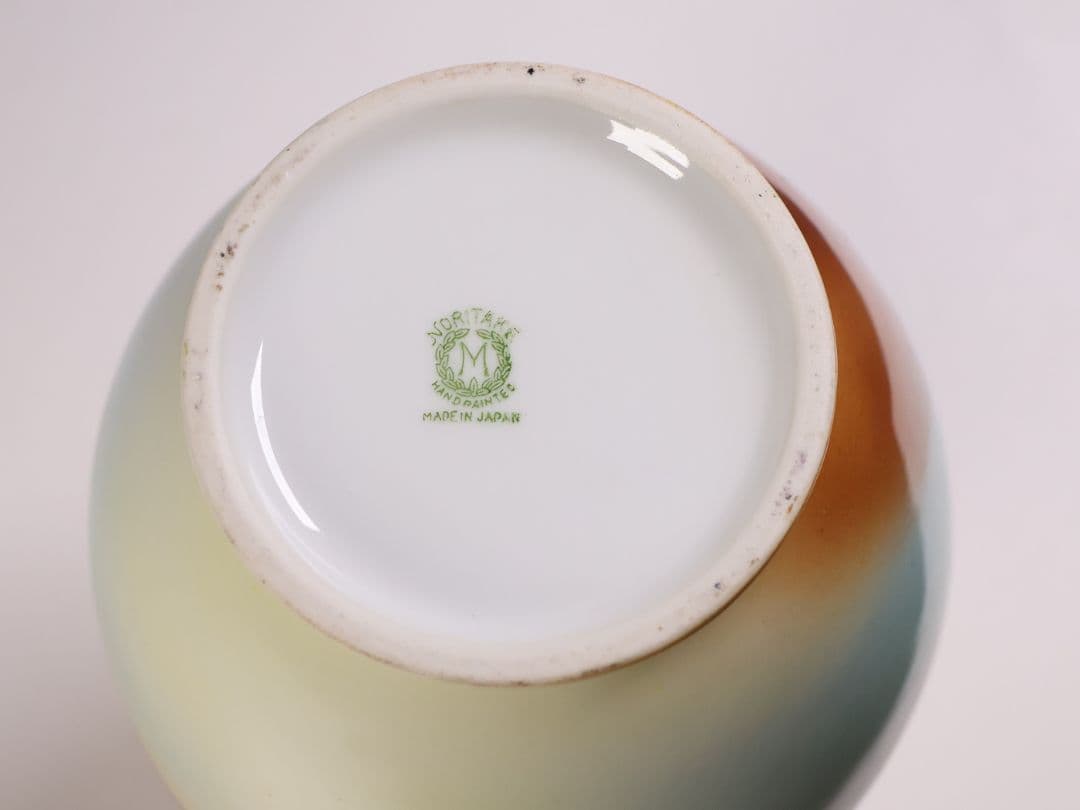 CM304】オールドノリタケ 湖畔の風景 花瓶 高21cm 夕焼け 花入 花器