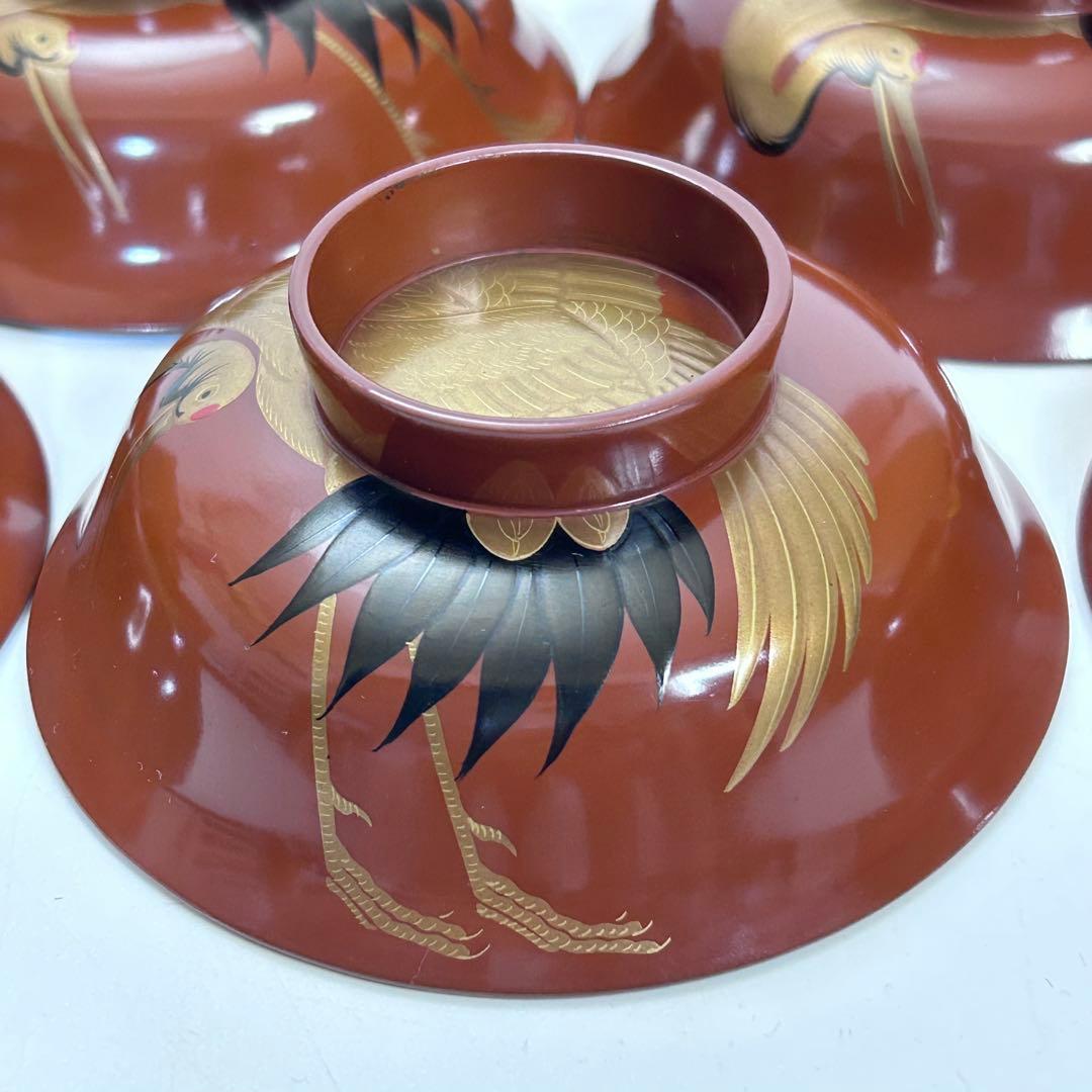 輪島塗 金蒔絵 松鶴 汁椀 吸物椀 10客 漆器