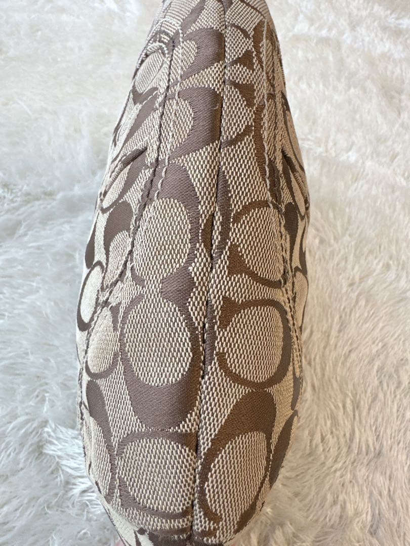 美品 COACH コーチ ワンショルダー バッグ シグネチャー ブラウン系