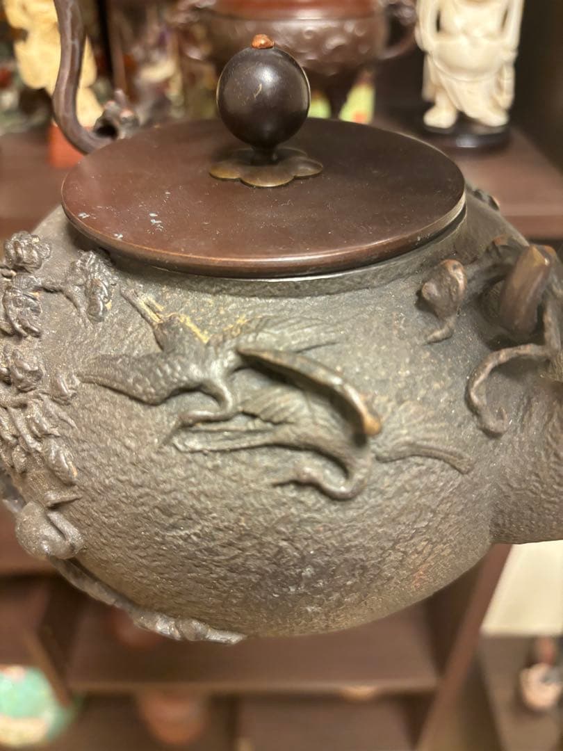 中国 鉄瓶 鳥型青銅器 時代 瓶 希少 30cm x H28cm