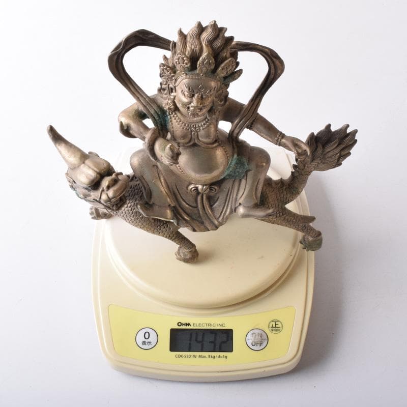 仏教美術　白銅　チベット仏　ヴァジュラパーニ　金剛手菩薩　仏像　V　7735