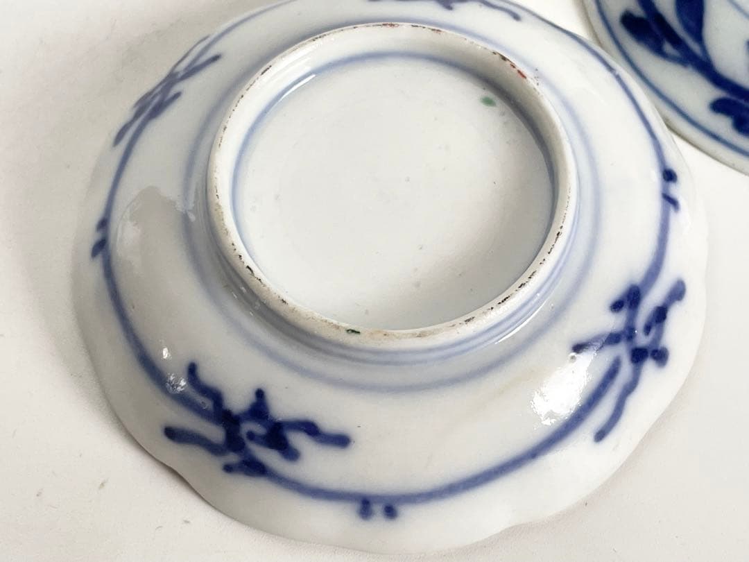 骨董 アンティーク 豆皿 手塩皿 2枚 金襴手 色絵 梅松 大明嘉靖年製