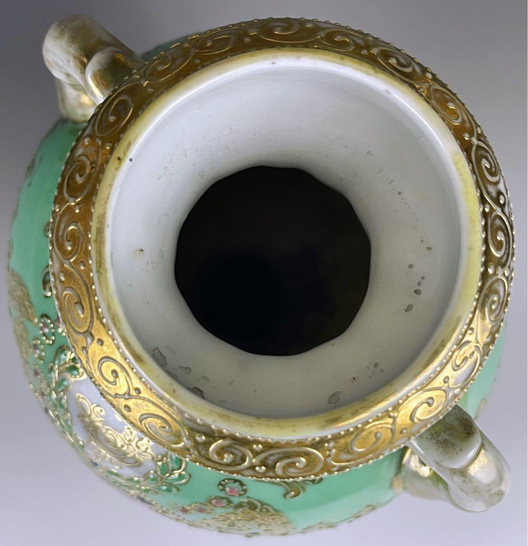 大型】オールドノリタケ 26㎝ アールヌーボー 薔薇紋花瓶 ジュエル