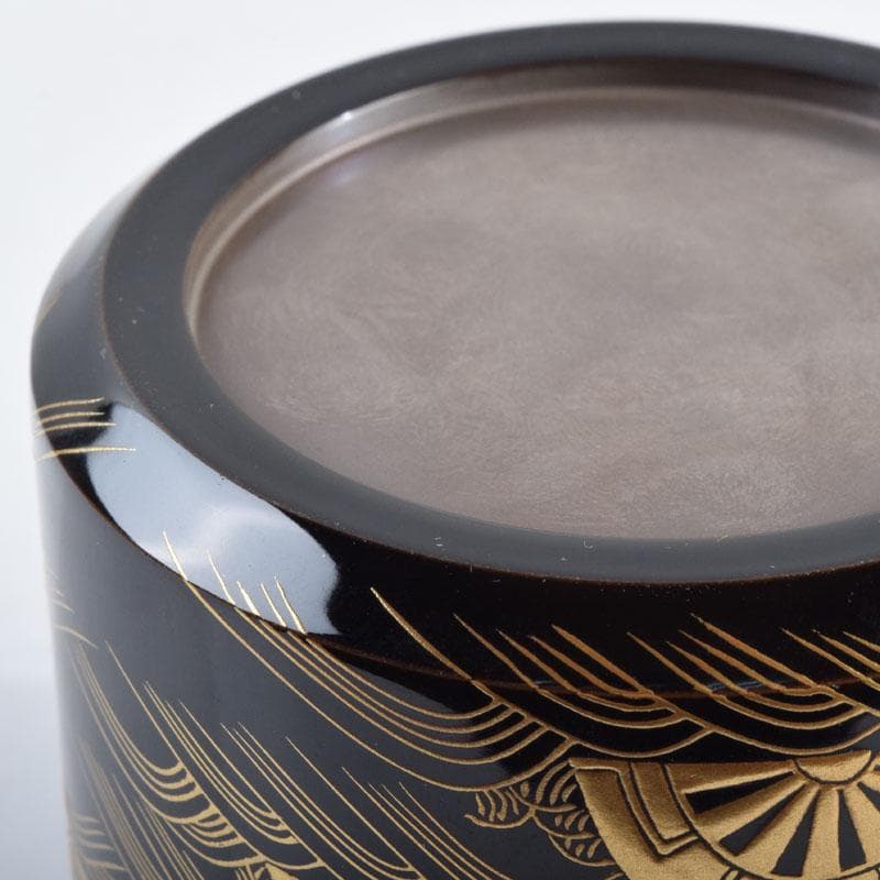 はるこ様専用 茶道具 塗師川瀬表完作 源氏車蒔絵雪吹茶入 共布共