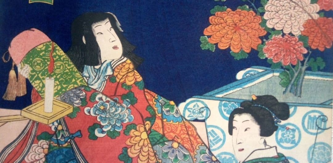 浮世絵、美人合十二月内月見月9月、葉月8月の