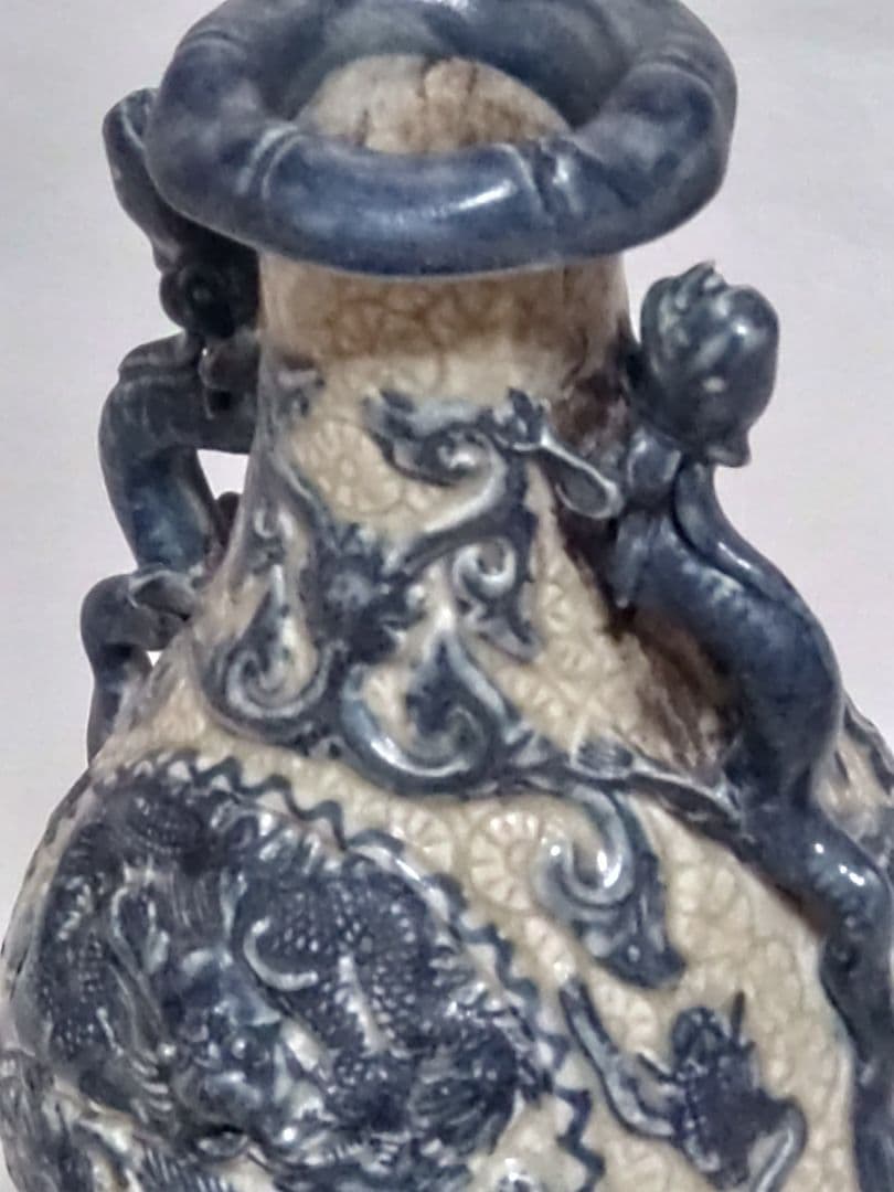中国美術 骨董 青龍 花瓶 置き物