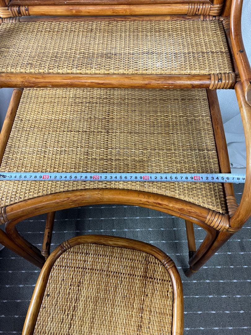 即購入不可 昭和レトロ×天然素材 籐製ミラー付きドレッサー＆スツール