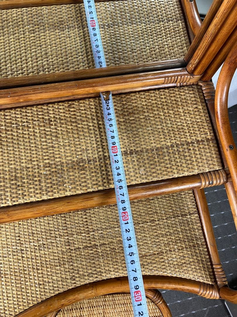 即購入不可 昭和レトロ×天然素材 籐製ミラー付きドレッサー＆スツール