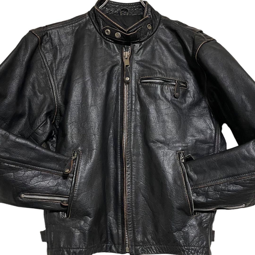 ナノユニバース レザージャケット キルティング シングルライダース L