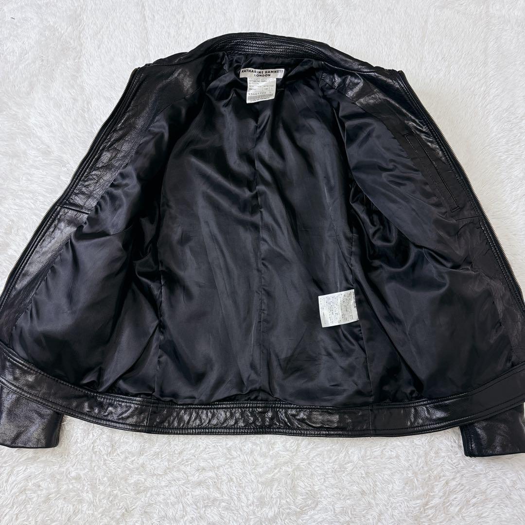 美品 キャサリンハムネット シングルライダースジャケット レザー 牛革