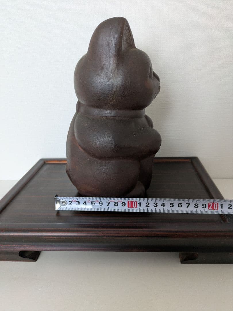 古備前　招き猫　銘有　在銘　置物　備前焼　まねき猫　陶器製