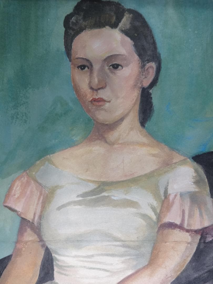 小磯良平 貴婦人・高級額装・肉筆 油彩画・美人画・印刷や写真ではない・kr91x