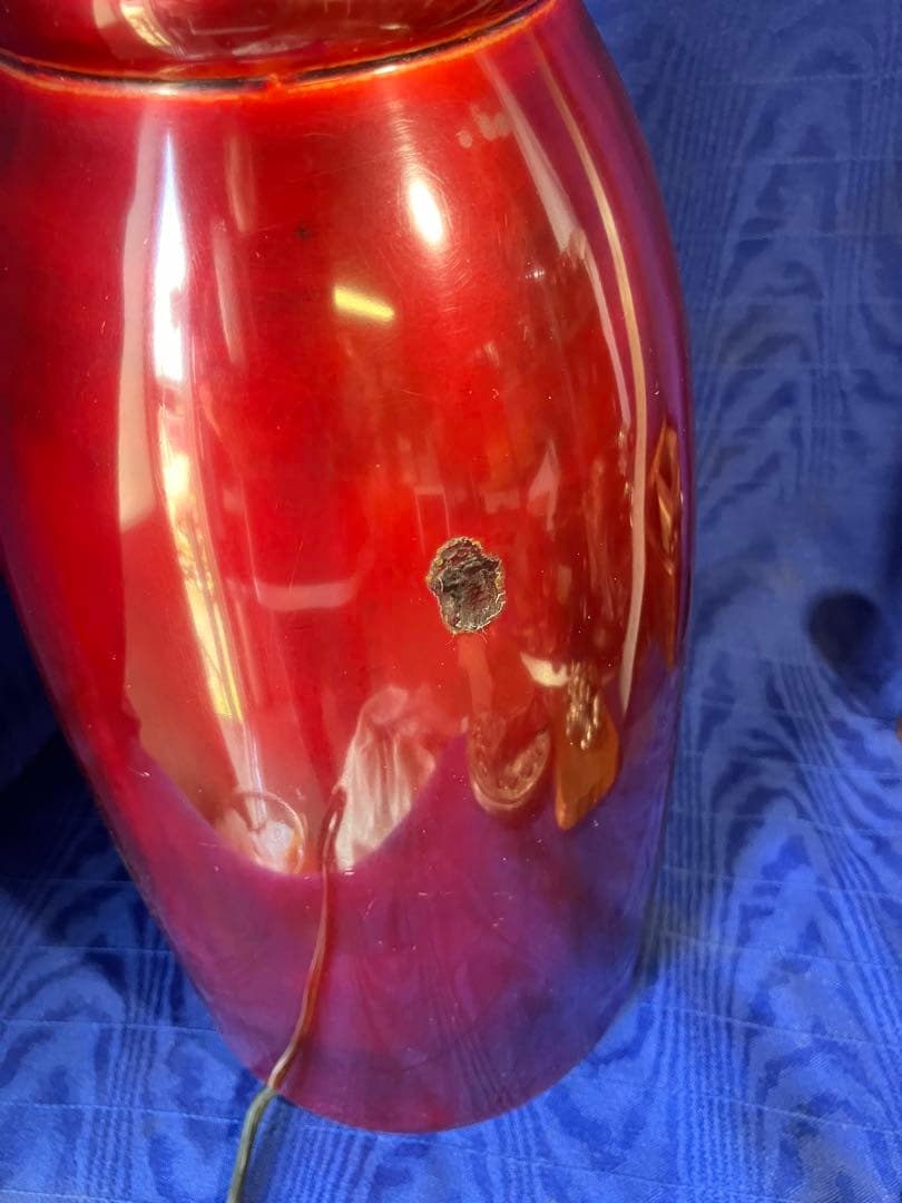 電気スタンド　ビンテージ　漆風　ラデン細工