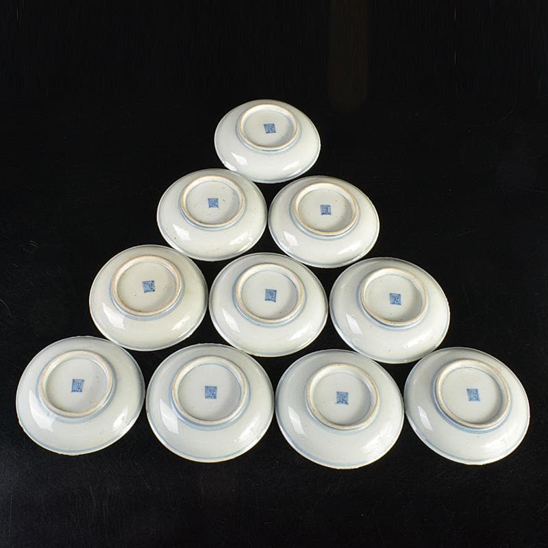 和食器 九谷焼 古九谷 角福銘 染付 古染写 丸文皿 小皿 十客 V R7019