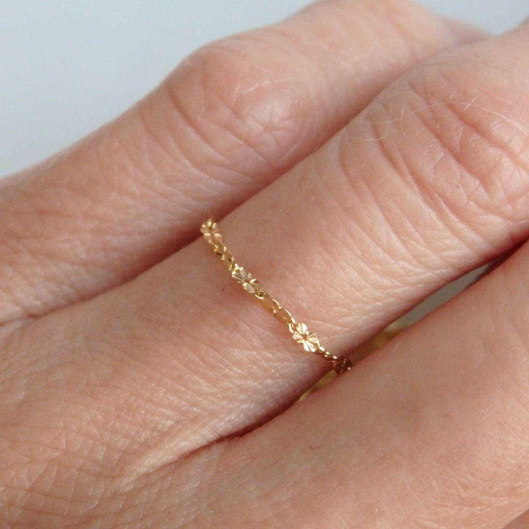 Uma Nami　k18リング　クローバーチェーン　チェーンリング