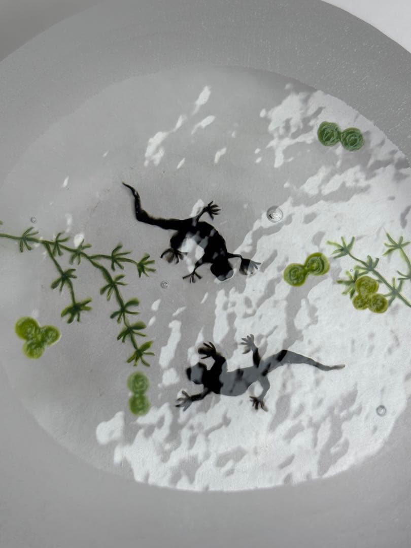 久保裕子さん作 ガラス アカハライモリ 水草 ペーパーウェイト 文鎮