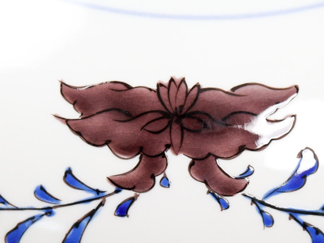 加藤明雄 古九谷瑞鶴図 飾り皿 30cm 皿立て 栞 共布 共箱 未使用