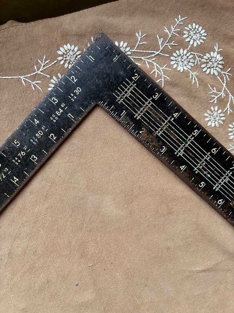 アンティークL字スケールルーラー定規LUDELL 建築家大工特大レア