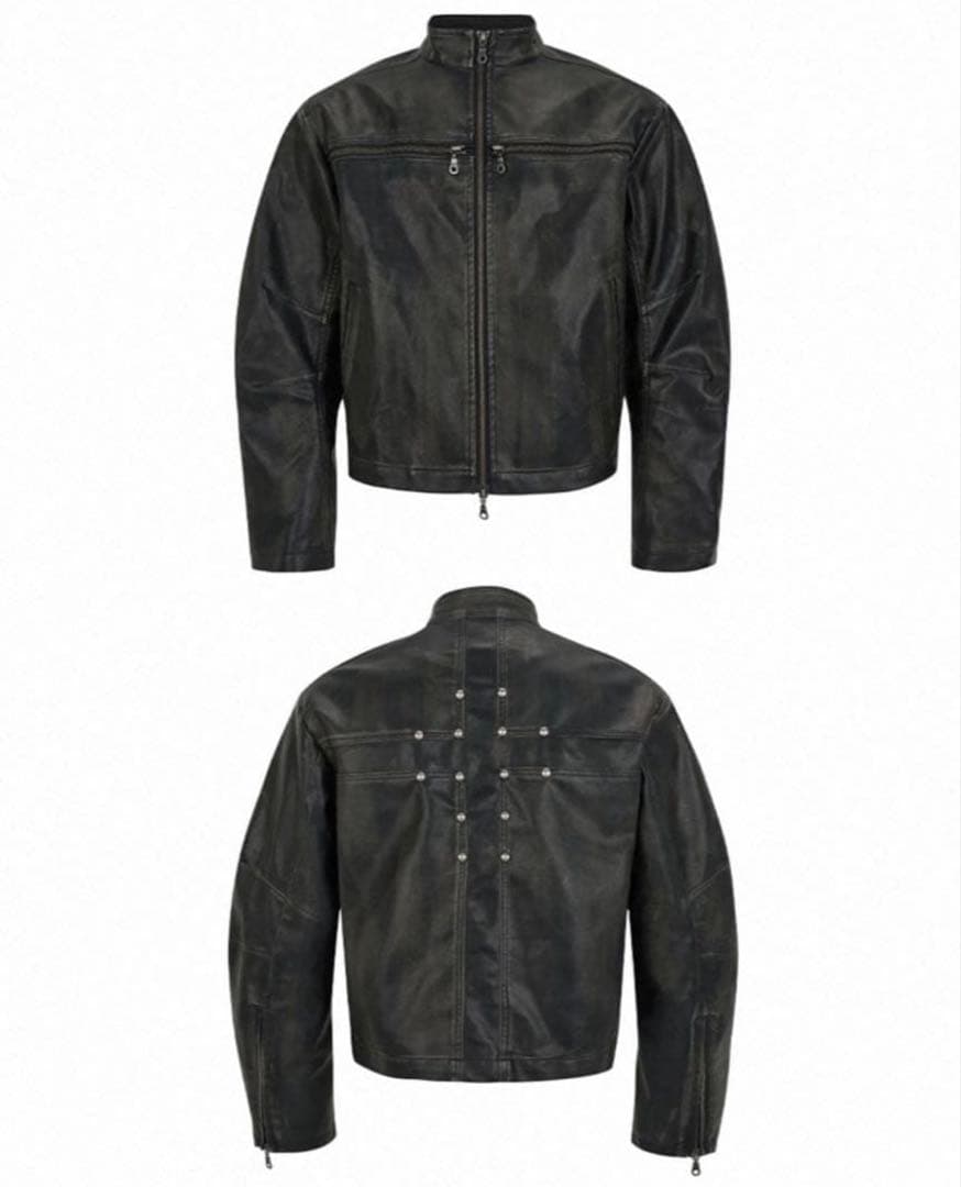 SGW 十字架 ライダースジャケット レザー 秋 クロスモチーフ