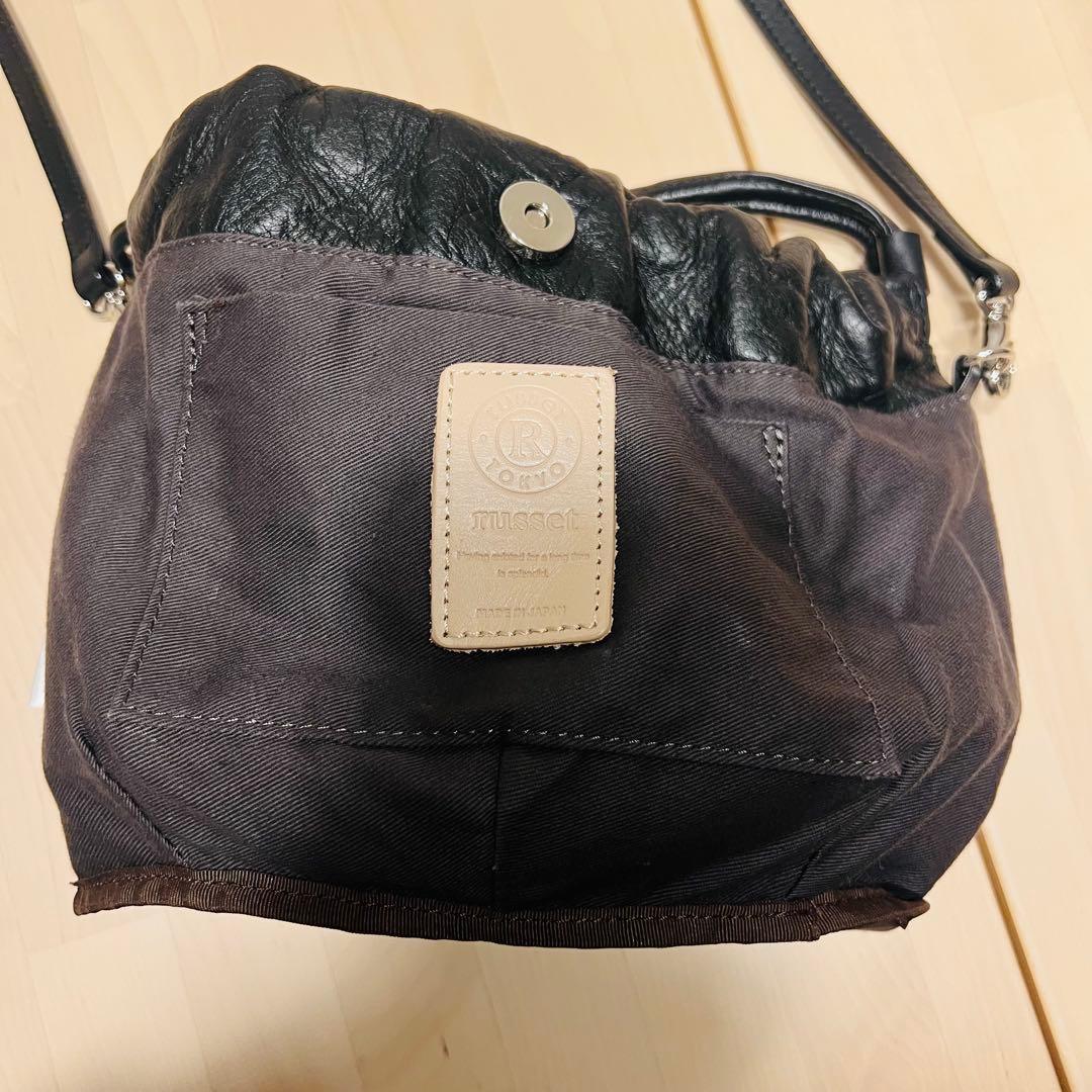 russet レザー巾着4wayショルダーバッグ