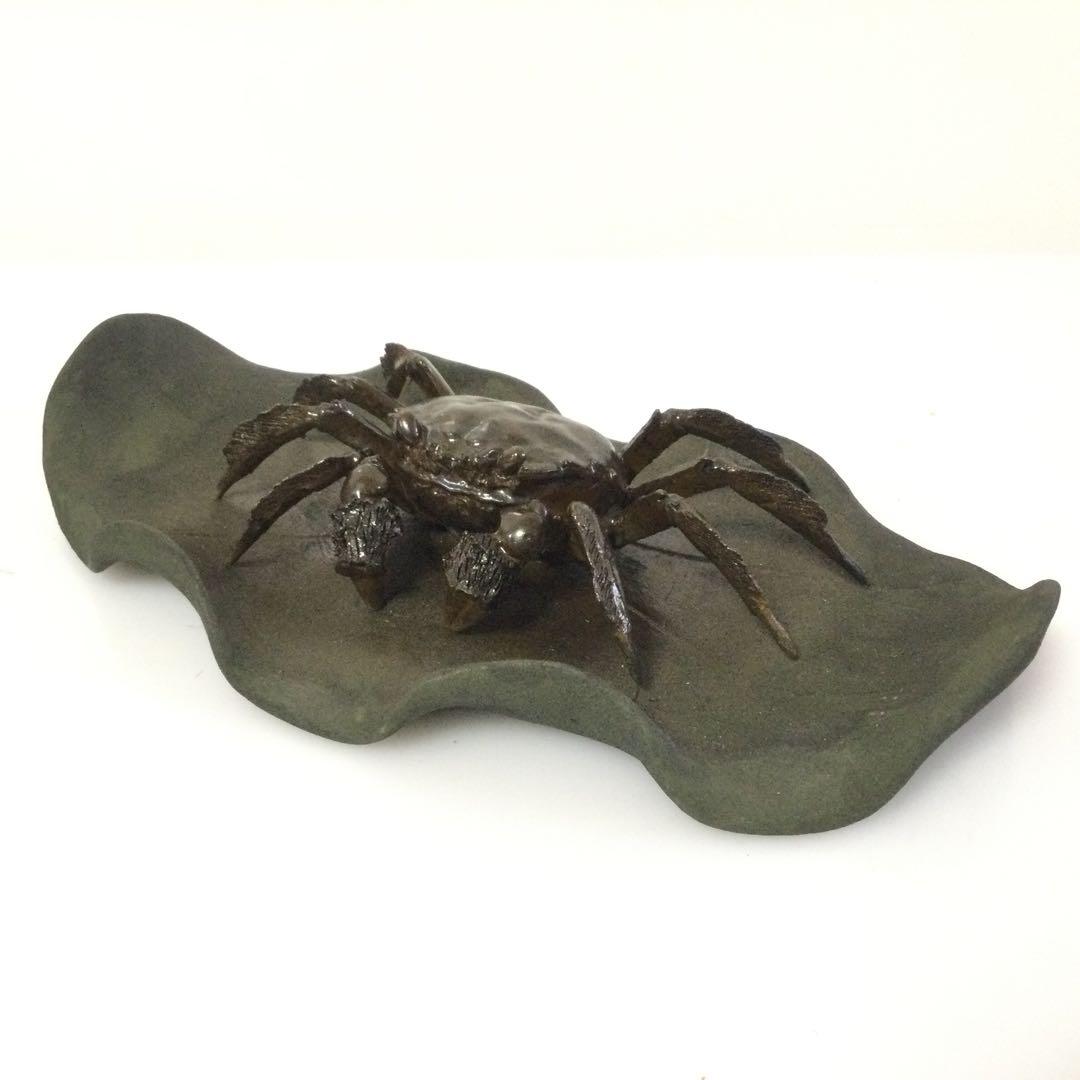 陶器置物 蟹置物 銘無し 焼物 M 検)水月焼 楽山焼 二六焼 陶器置物 蟹置物 銘無し 焼物 M 検)水月焼 楽山焼 二六