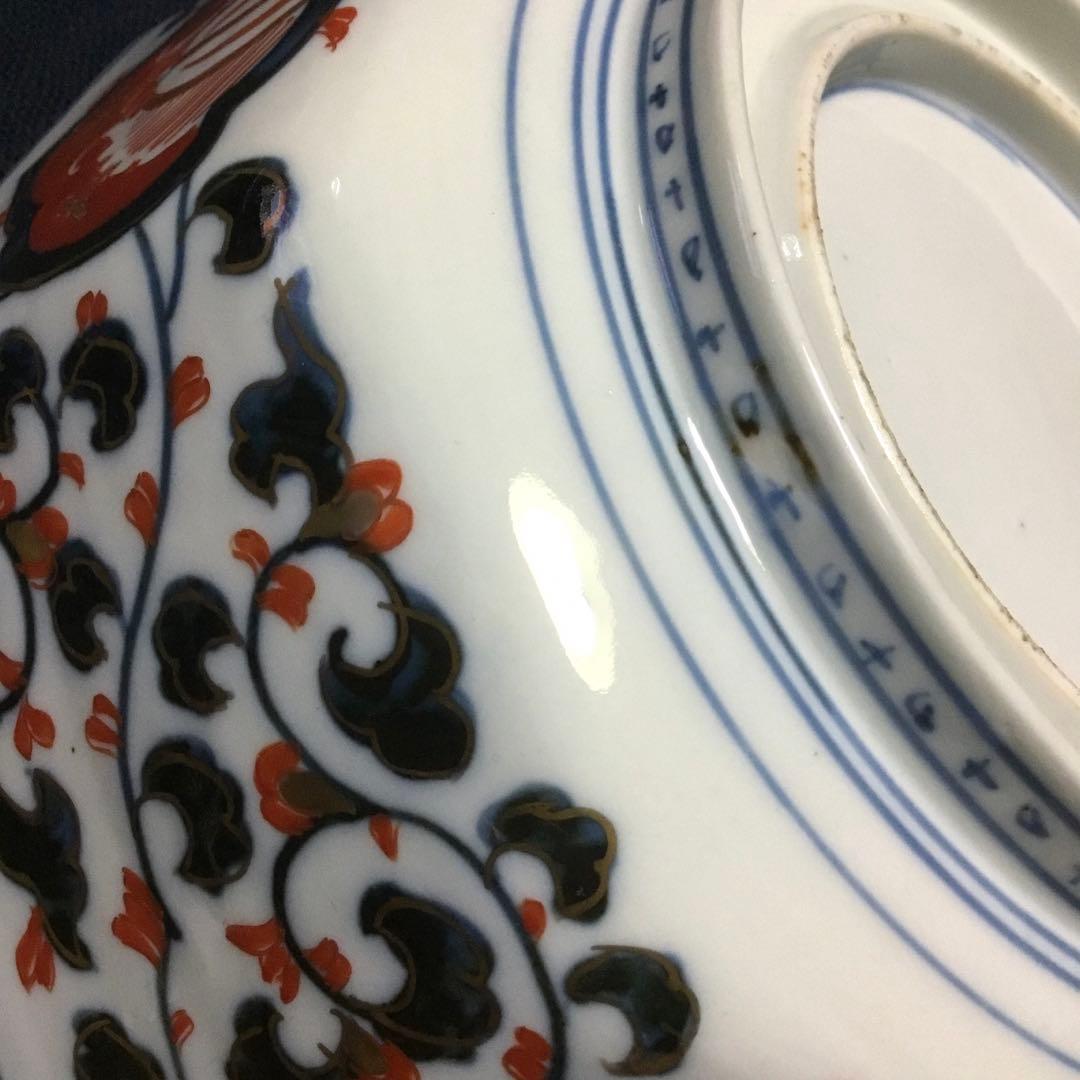 伊万里焼 色絵 草花紋様 八角 八寸深鉢 /骨董/時代物