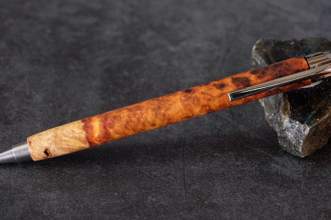 PG5木軸カスタム0224 高村杢工房 製図用シャープペンシル 花梨瘤紅白