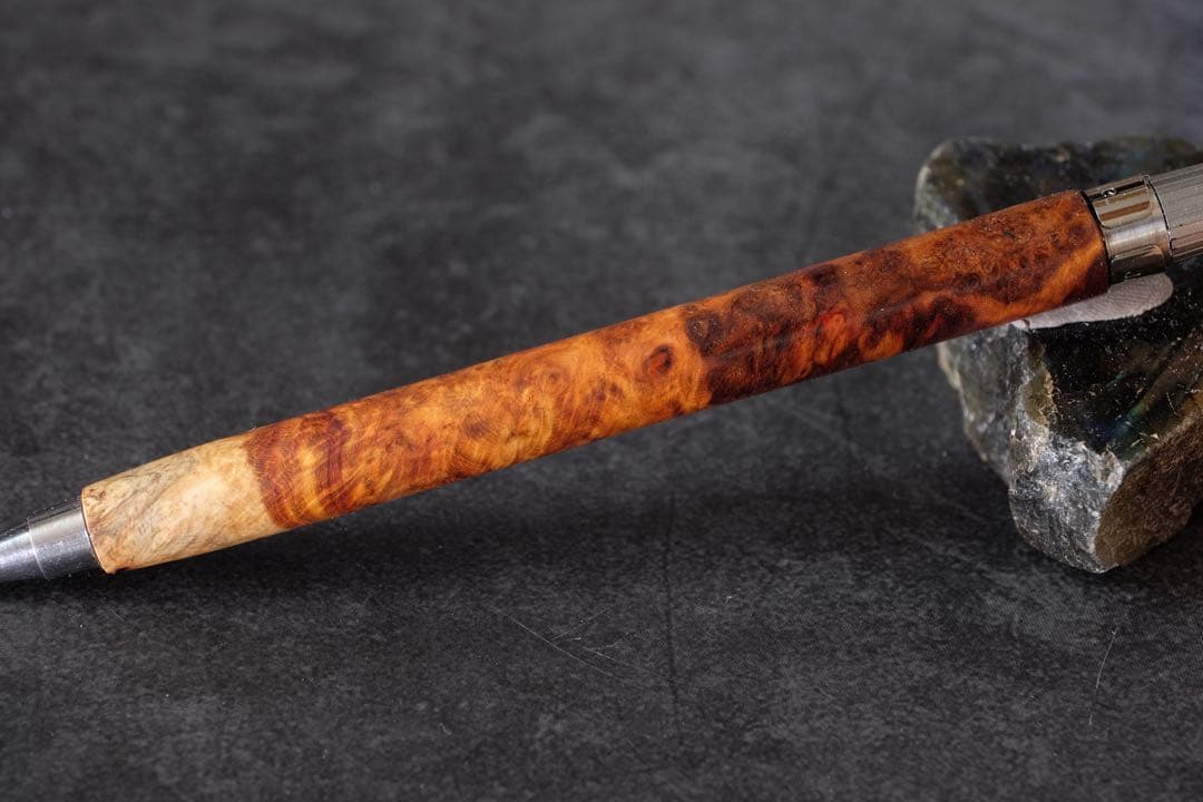 PG5木軸カスタム0224 高村杢工房 製図用シャープペンシル 花梨瘤紅白