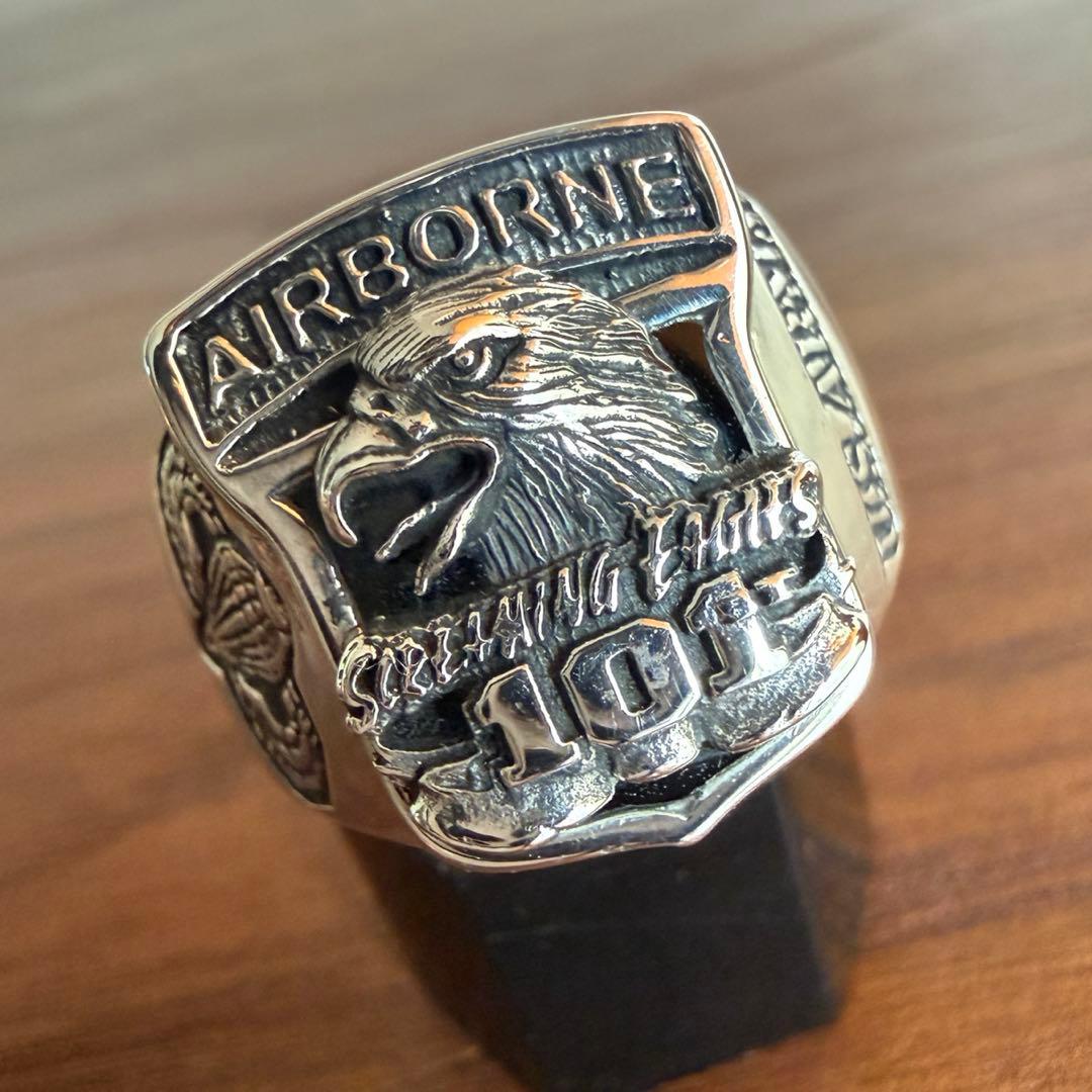 シルバー925無垢【新品】第101空挺師団　US ARMY カレッジリング 本物
