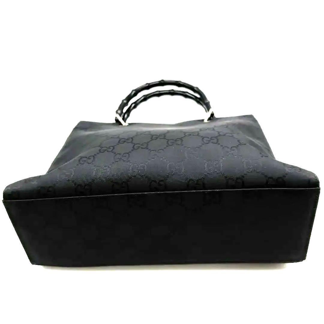 Gucci 　グッチ　GGパターン　バンブー 　ハンドバッグ 黒