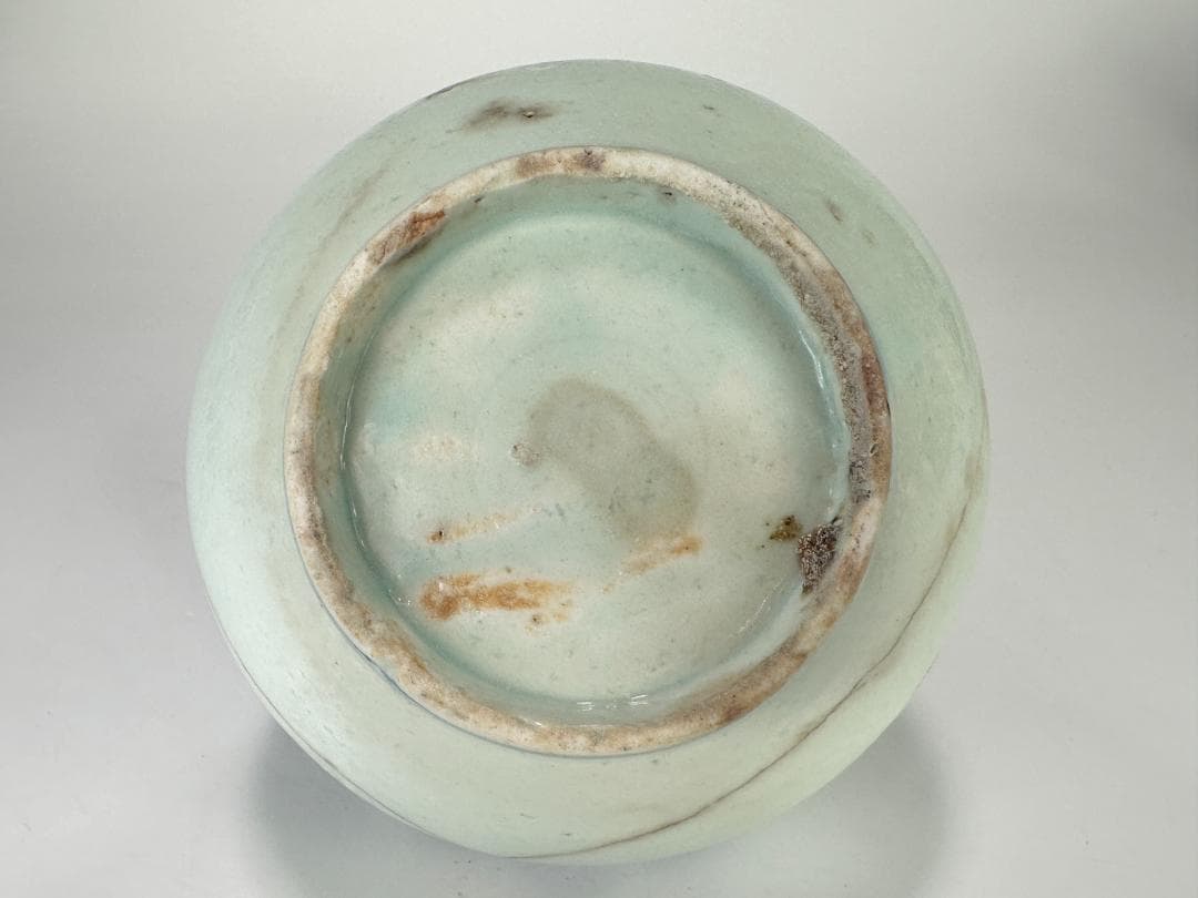 韓国美術　李朝時代　青花　花卉文壷　小壷　直り有　時代物　古物　朝鮮古陶磁