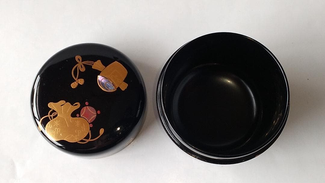 出口順慶 作 宝尽し 中棗 棗 共箱 蒔絵 螺鈿細工 漆器 漆芸 茶道具