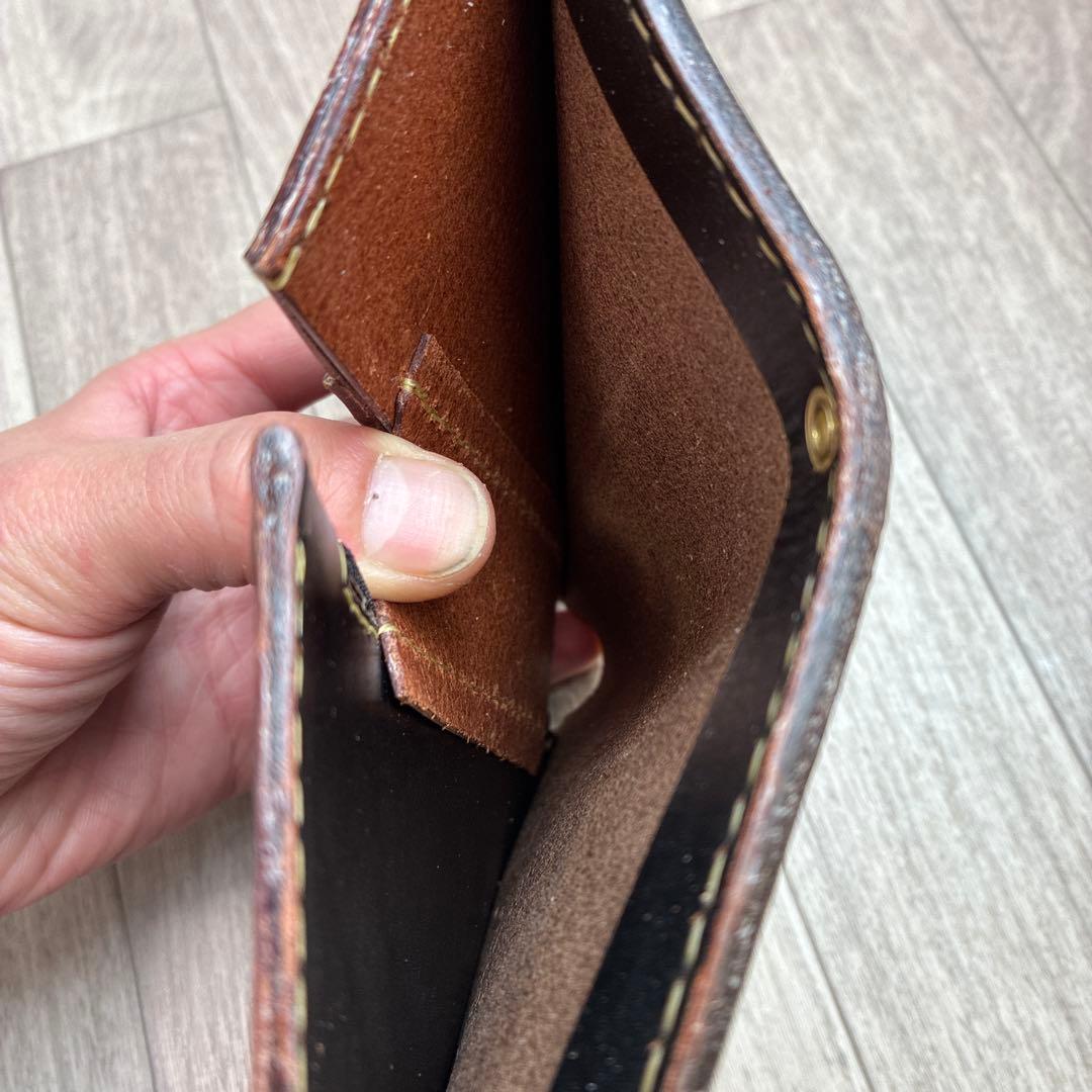 【茶芯ブラック】　クロムエクセル　ミドルトラッカーウォレット　真鍮