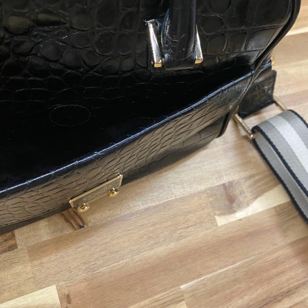 s*4様 Anya Hindmarch クロコ型押し 2WAY ハンドバッグ カ