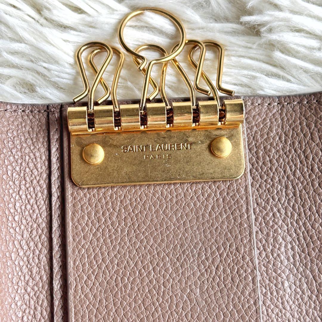付属品あり✨】 サンローラン 6連 キーケース ゴールド YSL ブラウン系