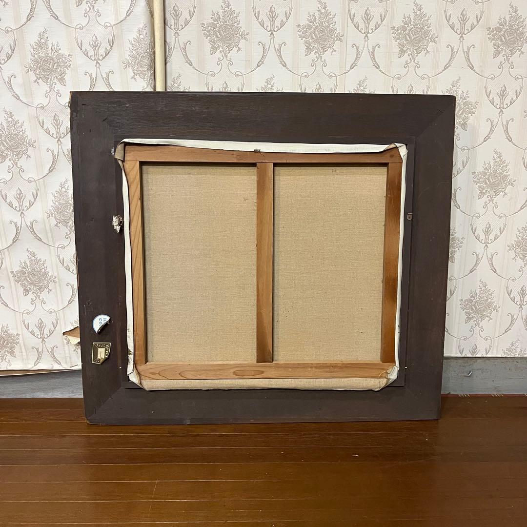 【アンティーク】額装 額縁 絵画 油彩画 風景画 小川 森林 銘有り オブジェ